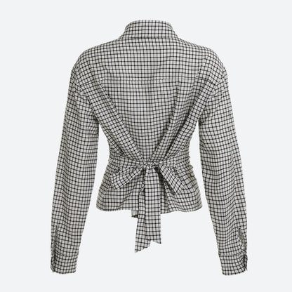 Y2K Back Tie Plaid Shirt
