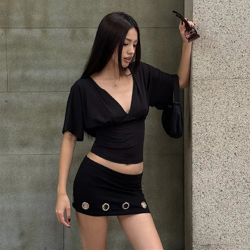 Y2K Backless Ruched Top