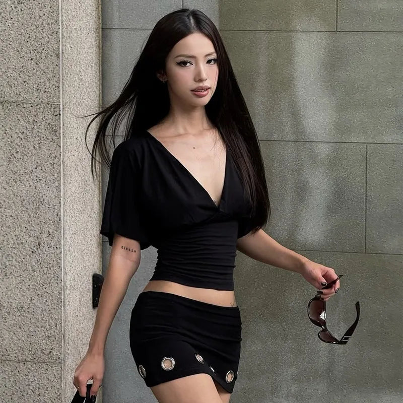 Y2K Backless Ruched Top
