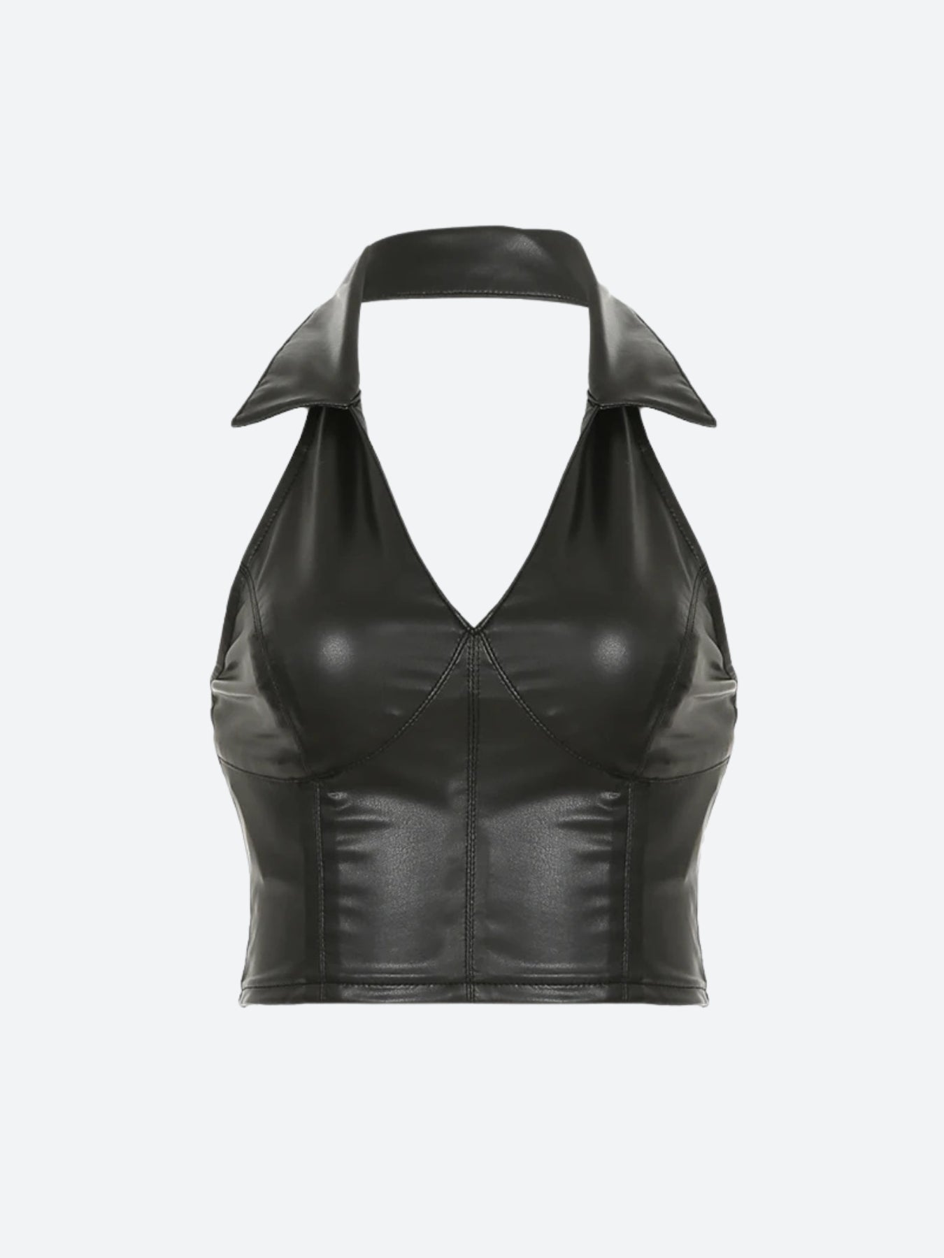 Y2K Baddie Faux Leather Crop Top