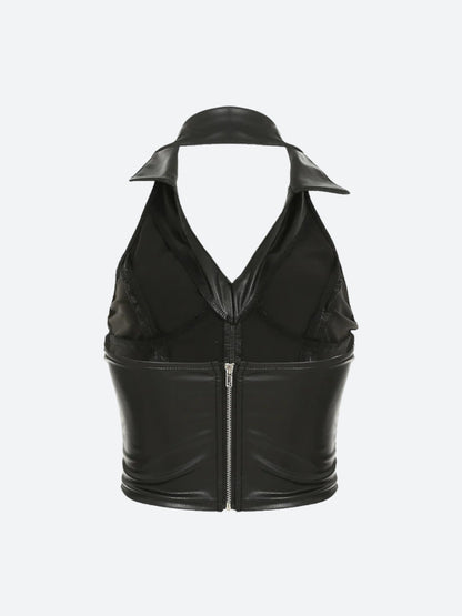 Y2K Baddie Faux Leather Crop Top