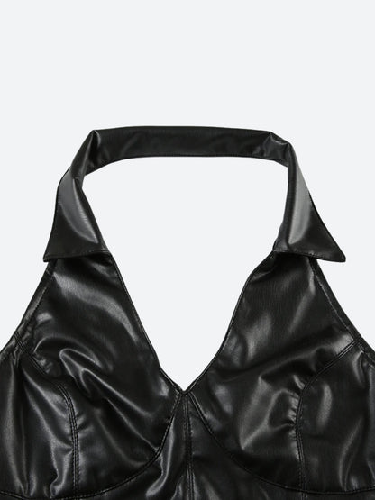 Y2K Baddie Faux Leather Crop Top