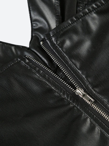 Y2K Baddie Faux Leather Crop Top
