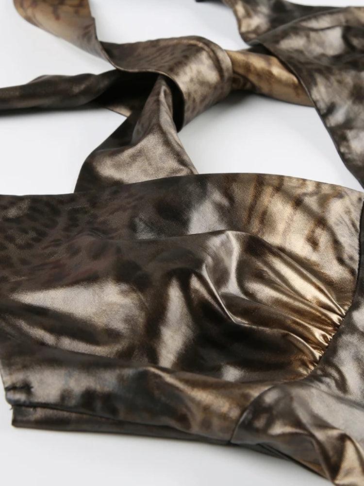 Y2K Baddie Leopard Backless Top
