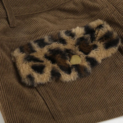 Y2K Baddie Leopard Corduroy Shorts