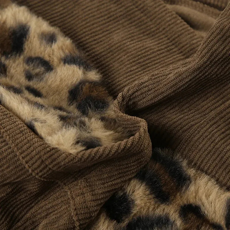 Y2K Baddie Leopard Corduroy Shorts