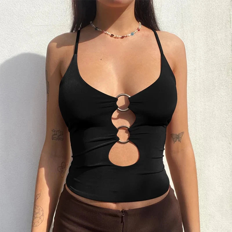 Y2K Baddie O-Ring Neck Top