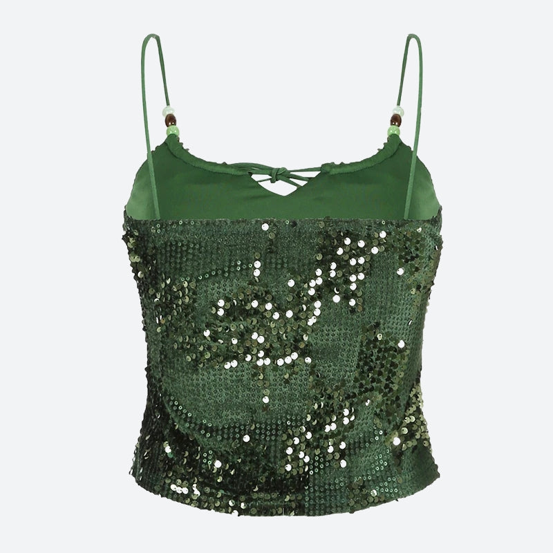 Y2K Baddie Sequined Top