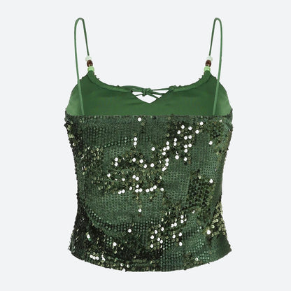 Y2K Baddie Sequined Top