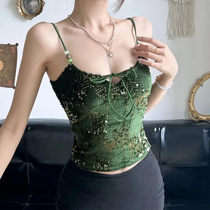Y2K Baddie Sequined Top
