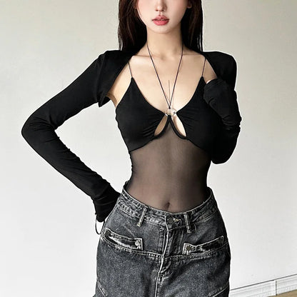 Y2K Baddie Sheer Shrug Top