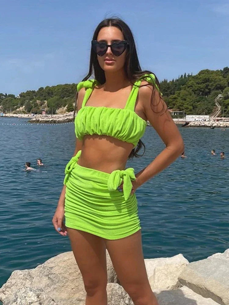 Y2K Bandeau Top & Skirt Two Piece Set