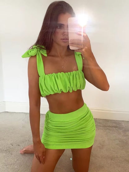Y2K Bandeau Top & Skirt Two Piece Set