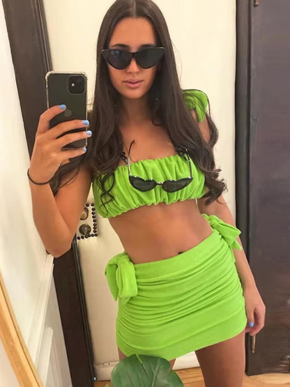 Y2K Bandeau Top & Skirt Two Piece Set