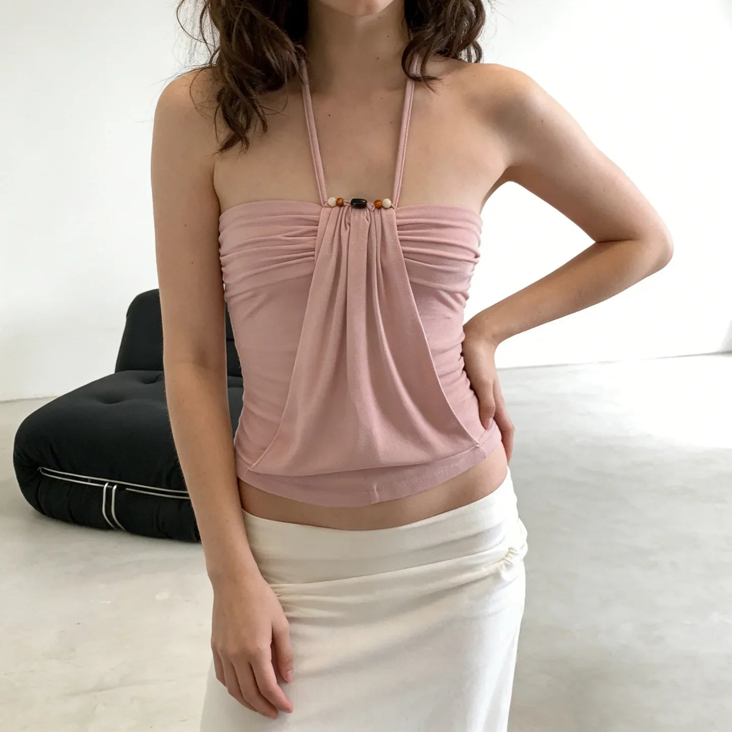 Y2K Beaded Halter Top
