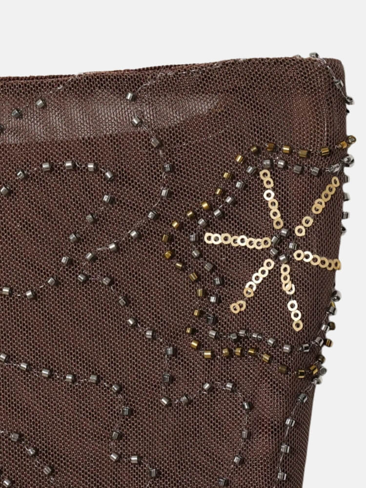 Y2K Beaded Scarf Top & Pants Two Piece Set