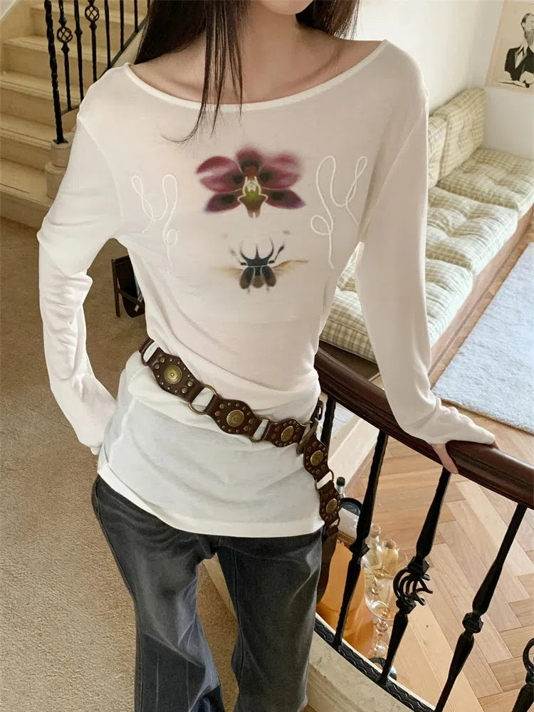 Y2K Beetle & Orchid Top