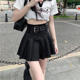 Pleated Mini Skirt with Belt Detail