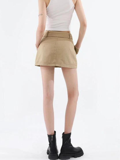 Y2K Belted Denim Mini Skirt