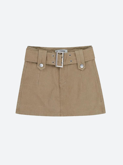 Y2K Belted Denim Mini Skirt