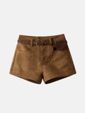 Suede Belted Shorts