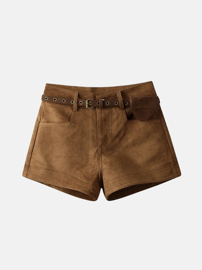 Y2K Belted Suede Shorts