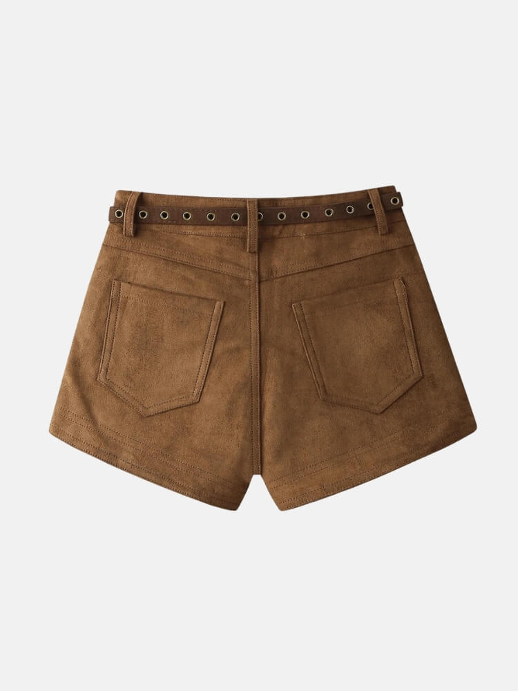 Y2K Belted Suede Shorts