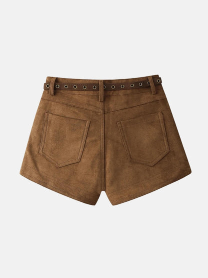 Y2K Belted Suede Shorts