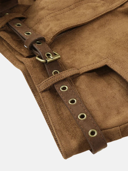 Y2K Belted Suede Shorts