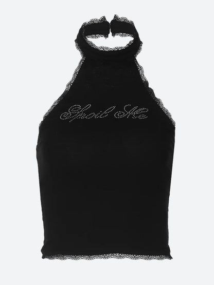 Y2K Black Halter Top