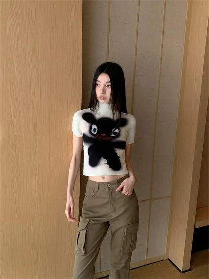 Y2K Black Monster Top