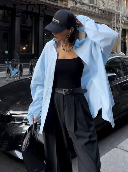 Y2K Blue Button Up Shirt