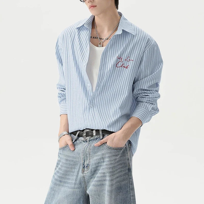 Y2K Blue Striped Shirt