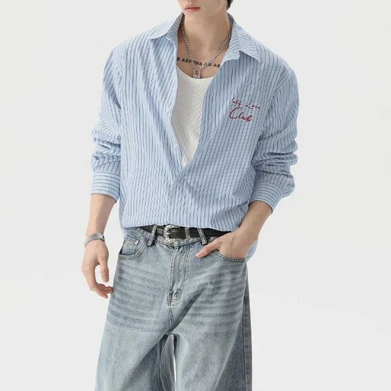 Y2K Blue Striped Shirt