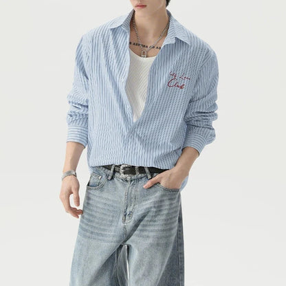 Y2K Blue Striped Shirt
