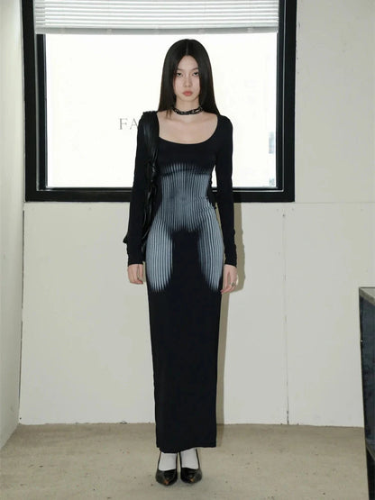Y2K Body Print Maxi Dress