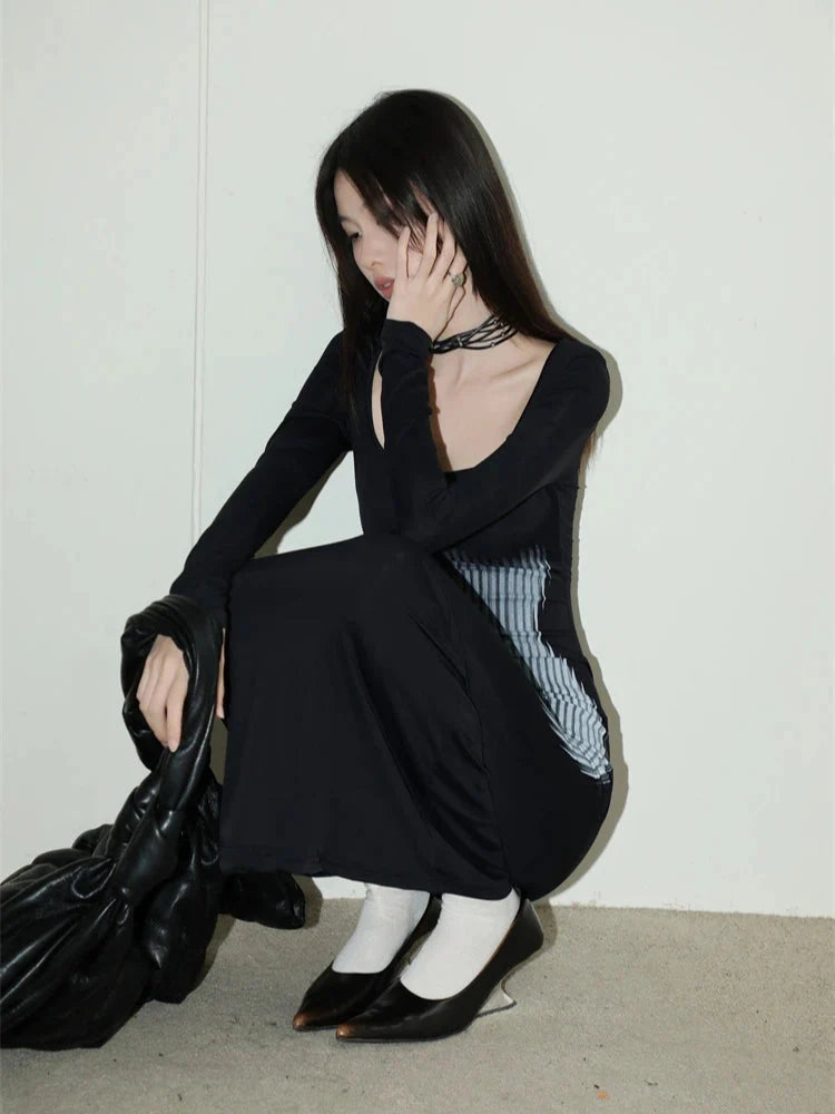 Y2K Body Print Maxi Dress