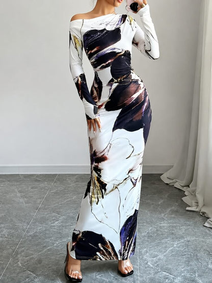 Y2K Bodycon Long-Sleeve Maxi Dress