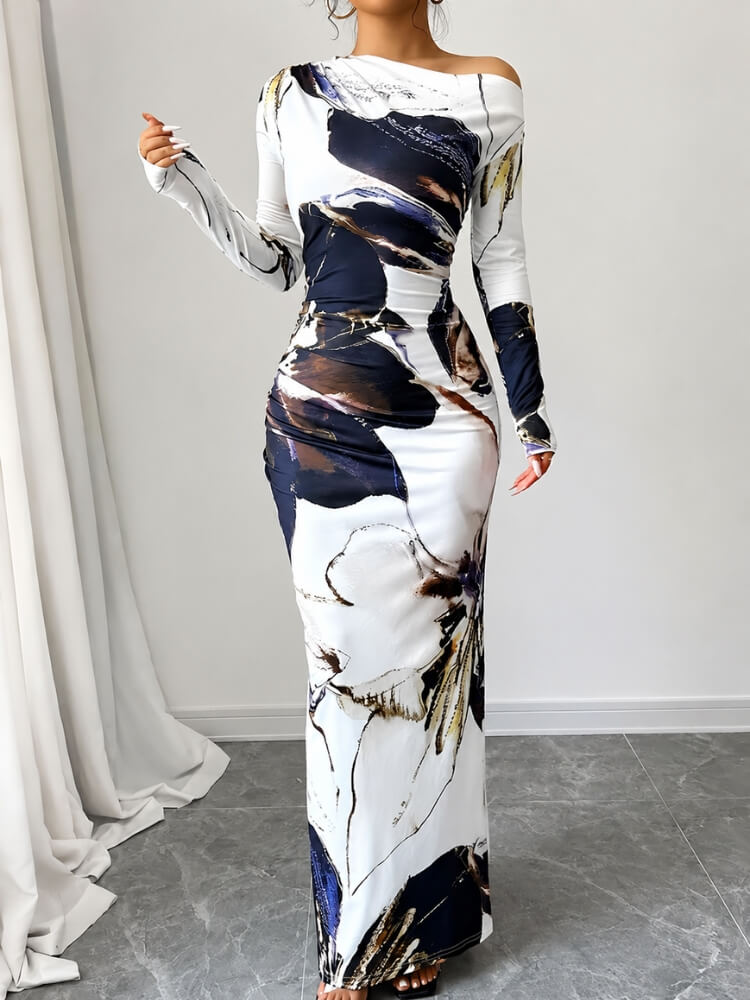 Y2K Bodycon Long-Sleeve Maxi Dress
