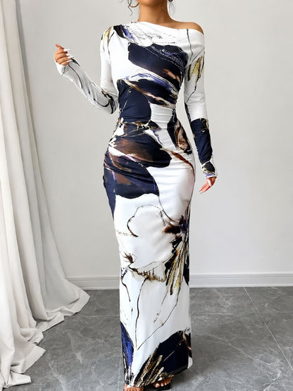 Y2K Bodycon Long-Sleeve Maxi Dress