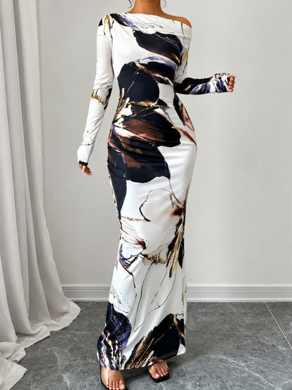 Y2K Bodycon Long-Sleeve Maxi Dress