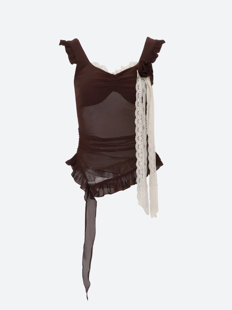 Y2K Boho Sheer Top