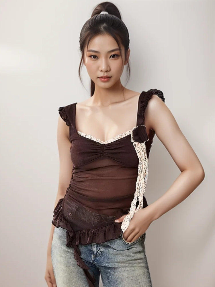 Y2K Boho Sheer Top
