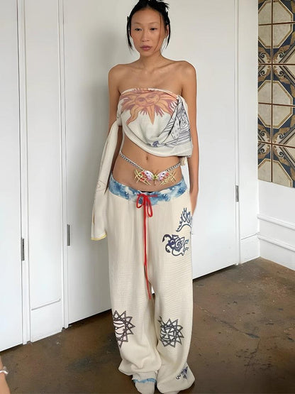 Y2K Boho Wide Leg Pants