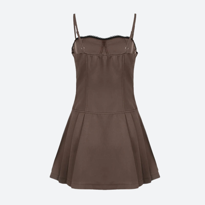 Y2K Bow Pleated Mini Dress