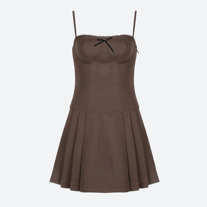 Y2K Bow Pleated Mini Dress