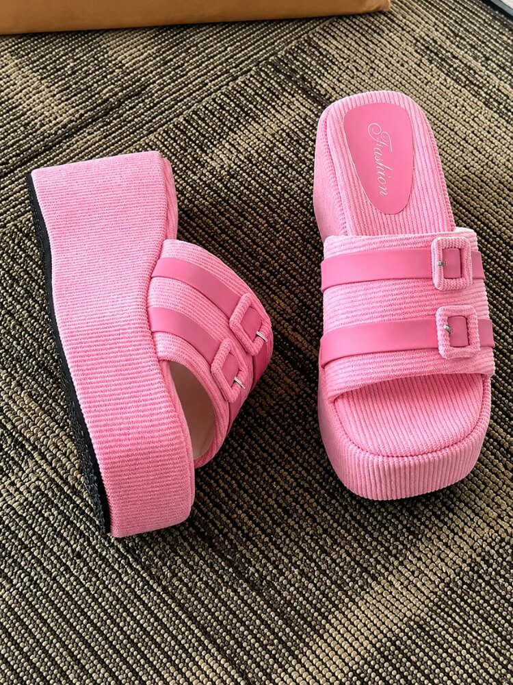 Y2K Buckle Platform Sandals