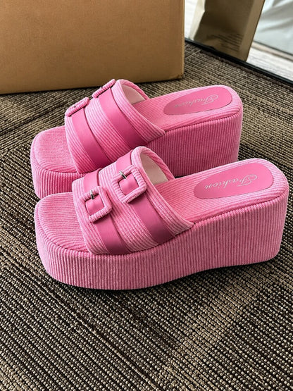 Y2K Buckle Platform Sandals