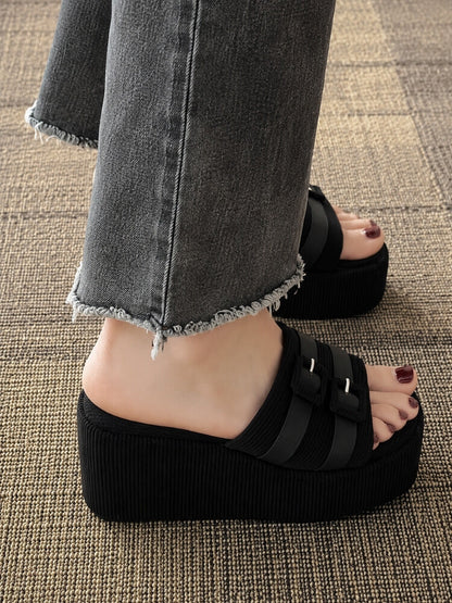Y2K Buckle Platform Sandals