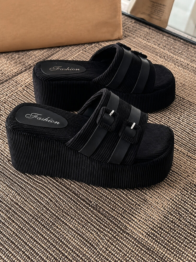 Y2K Buckle Platform Sandals